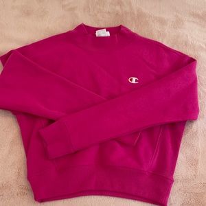 pink champion cropped sweatshirt